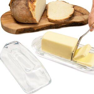 Glass Butter Dish with Lid ONLY: 7.25" x 3.55" x 3.75"